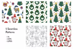 Christmas Gnomes - Cute Line Art Clip art & Patterns Vector Product Image 10
