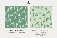 Mindful Yoga Poses Sage Green Seamless Patterns Vector Product Image 3