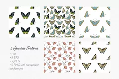 Cosmos Flower and Butterflies SVG Clipart & Patterns Product Image 9