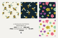 Chalky Bee and Ditsy Wildflower Seamless Patterns Product Image 2