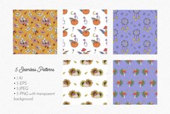 Vintage Fall Boho Illustration Clipart & Patterns Bundle SVG Product Image 8