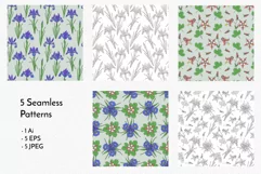 Irises and Columbine - spring flowers clipart and patterns Product Image 7