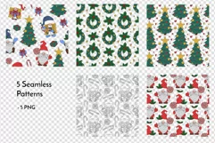Christmas Gnomes - Cute Line Art Clip art & Patterns Vector Product Image 14