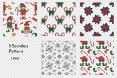 Christmas Elves - Cute Winter Elf Line Art Clipart & Pattern Product Image 8
