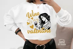 Wine Is My Valentine Svg, Girl Valentine Svg, Cut Files Product Image 3