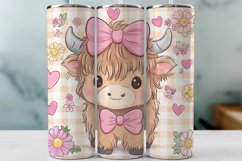 Baby Highland Cow Valentine&#039;s Day Tumbler Wrap Sublimation Product Image 1
