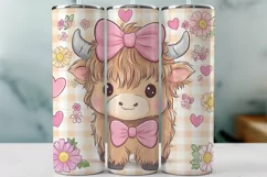 Baby Highland Cow Valentine's Day Tumbler Wrap Sublimation Product Image 1