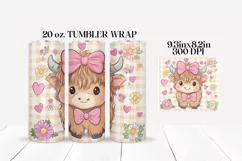 Baby Highland Cow Valentine's Day Tumbler Wrap Sublimation Product Image 2