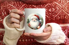 Winter Santa Round Sublimation PNG Product Image 4