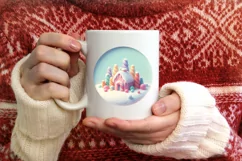 Molten Candy Christmas Scene Round Sublimation PNG Product Image 1