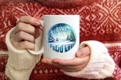 Round Winter Scene with Love and Joy Sublimation PNG Product Image 4