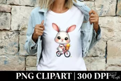 Easter Bunny Egg Flower Riding a Bike , Clipart Product Image 4
