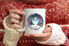 Round Christmas Scene Seasonal Magic Sublimation PNG Product Image 3