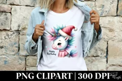 Baby Unicorn with Santa Hat, PNG Product Image 4