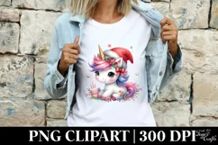 Baby Unicorn with Santa Hat, PNG Product Image 4