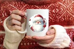 Round Santa Christmas Ornament Sublimation PNG Product Image 1