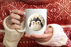 Round Christmas Penguin with Melting Edges Ornament Product Image 1