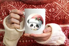 Round Christmas Baby Panda Digital Painting Sublimation PNG Product Image 3