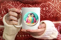 pastel Christmas Penguin with Melting Edges Ornament Product Image 3