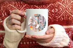 Round Winter Scene Ornament Sublimation PNG Product Image 4