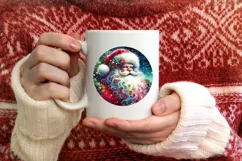 Round Christmas Santa Ornament Sublimation PNG Product Image 4
