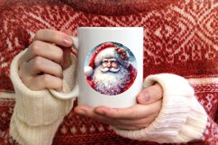 Round Christmas Santa Ornament Sublimation PNG Product Image 3