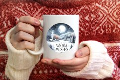Round Winter Scene with Warm Wishes Sublimation PNG Product Image 3
