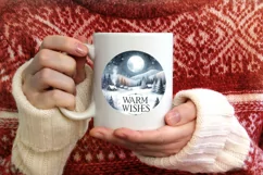 Round Winter Scene with Warm Wishes Sublimation PNG Product Image 3