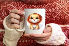 Cute Baby Lion on Cloud Round Christmas Ornament Sublimation Product Image 4