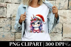 Dumb Unicorn with Santa Hat PNG Product Image 4