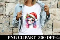 Cute Unicorn with es and Santa Hat PNG Product Image 4