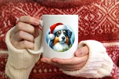 Winter Dog Round Christmas Ornament Sublimation PNG Product Image 4