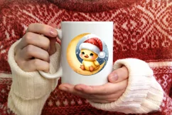 Cute Baby Rabbit on Moon Round Christmas Ornament Product Image 3