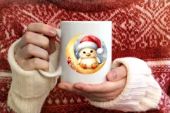 Cute Baby Rabbit on Moon Round Christmas Ornament Product Image 3