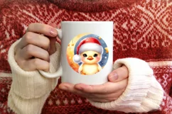 Cute Baby Rabbit on Moon Round Christmas Ornament Product Image 3