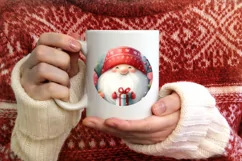 Christmas Gnome Winter Round Sublimation PNG Product Image 1