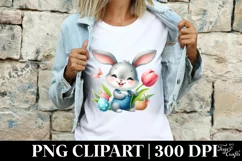 Easter Bunny Egg Flower, Clipart |T-shirt, Mug PNG Product Image 4