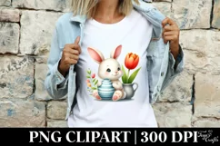 Easter Bunny Egg Flower, Clipart |T-shirt, Mug PNG Product Image 4
