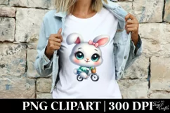 Bunny On a Bike Clipart |T-shirt, Mug PNG Product Image 4
