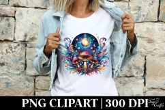 Vibrant Magical Celestial Mushroom Tarot PNG Product Image 1