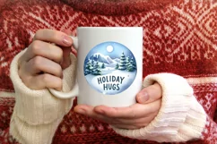 Holiday Hugs Round Christmas Ornament Sublimation PNG Product Image 1