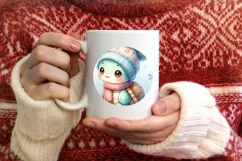 Cute Baby Turtle Winter Clothes Cloud PNG Product Image 1