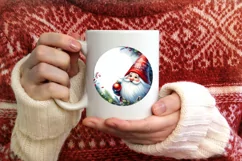 Christmas Gnome Round Ornament PNG Product Image 4