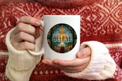 Believe Christmas Round Ornament Sublimation Product Image 3
