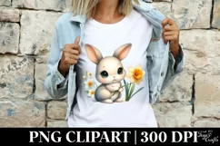 Easter Bunny Flower, Clipart |T-shirt, Mug PNG Product Image 4