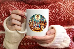 Cartoon Nativity Scene Christmas Round Ornament Product Image 3