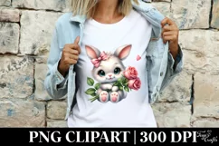 Bunny Roses, Clipart |T-shirt, Mug PNG Product Image 4