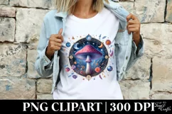 Watercolor Celestial Mushroom with Tarot Theme PNG Product Image 4