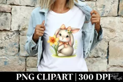 Easter Bunny Egg Flower, Clipart |T-shirt, Mug PNG Product Image 4