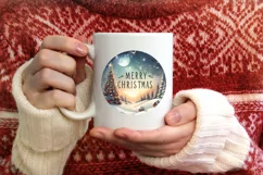 Merry Christmas Round Ornament Sublimation Product Image 3